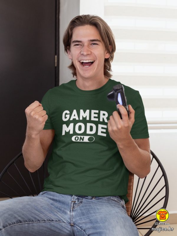 GAMER MODE ON majica s natpisom 0362 zelena