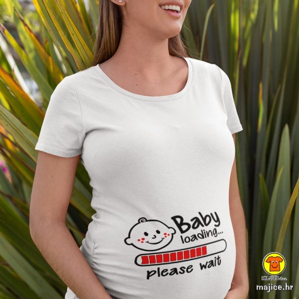 baby loading please wait ženska majica s natpisom 0133 bijela