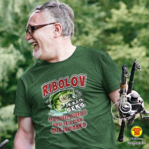 RIBOLOV JE KAO SEX majica s natpisom 0378 zelena