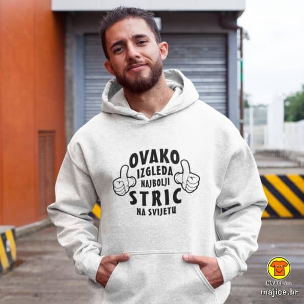 OVAKO IZGLEDA NAJBOLJI natpis po želji NA SVIJETU hoodica s natpisom 0003 siva