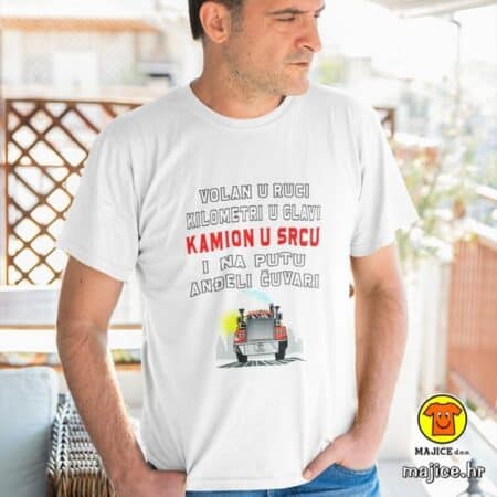 VOLAN U RUCI KAMION U SRCU majica s natpisom 0351 bijela