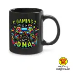 0741-GAMING IS IN MY DNA šalica s natpisom crna