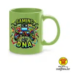0741-GAMING IS IN MY DNA šalica s natpisom crna