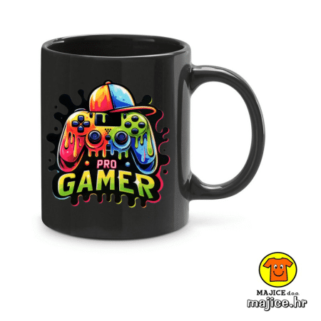 PRO GAMER šalica s natpisom crna