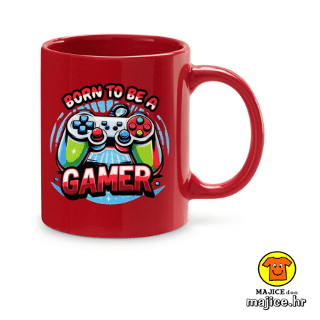 BORN TO BE A GAMER v1 šalica s natpisom