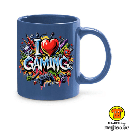 I LOVE GAMING šalica s natpisom