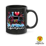 0746-I LOVE GAMING v2 šalica s natpisom zelena