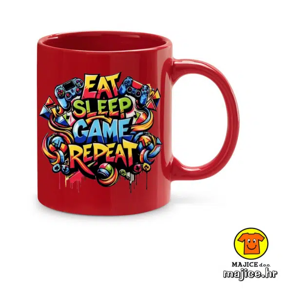 EAT SLEEP GAME REPEAT | šalica s natpisom