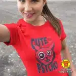CUTE BUT PSYCHO ženska majica s natpisom 0219 bijela