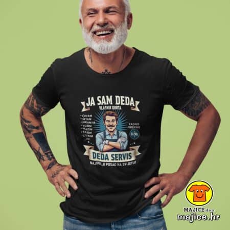 JA SAM DEDA VLASNIK OBRTA DEDA SERVIS | majica s natpisom crna