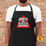 JEDETE NA VLASTITU ODGOVORNOST pregača s natpisom 00024 maslinasto zelena