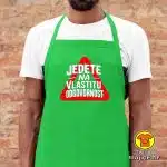 JEDETE NA VLASTITU ODGOVORNOST pregača s natpisom 00024 maslinasto zelena