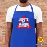 JEDETE NA VLASTITU ODGOVORNOST pregača s natpisom 00024 maslinasto zelena