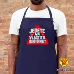 JEDETE NA VLASTITU ODGOVORNOST pregača s natpisom 00024 maslinasto zelena