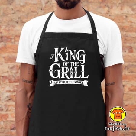 KING OF THE GRILL v2 pregača s natpisom 00023 crna