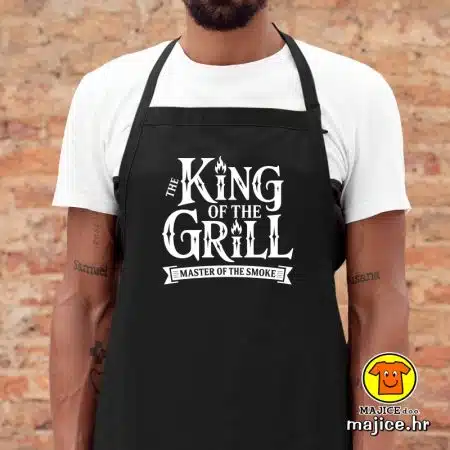 KING OF THE GRILL v2 pregača s natpisom 00023 crna