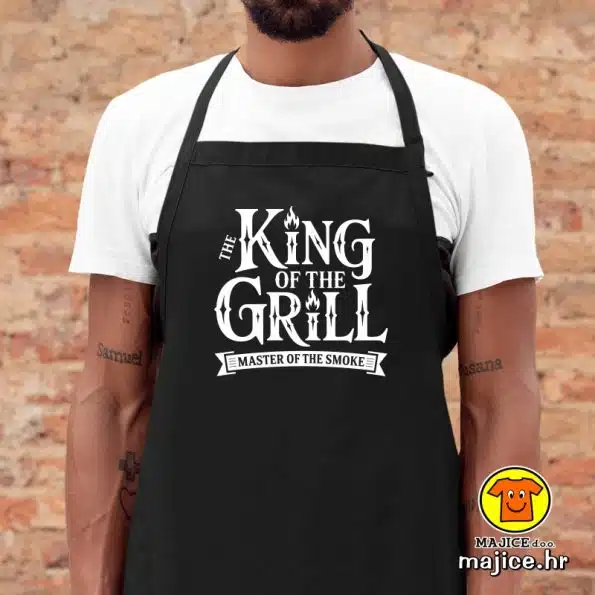 KING OF THE GRILL v2 pregača s natpisom 00023 crna