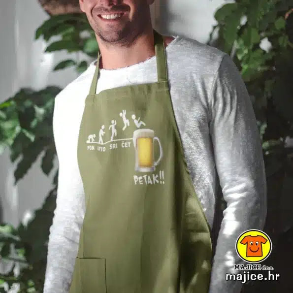 PIVO PON UTO SRI ČET PETAK | pregača s natpisom